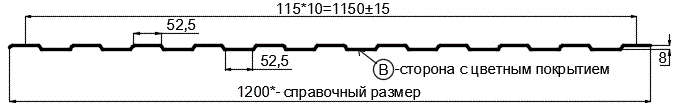 Фото: Профнастил С8 х 1150 - B (ПЭ-01-7024-0.4±0.08мм) в Электростали