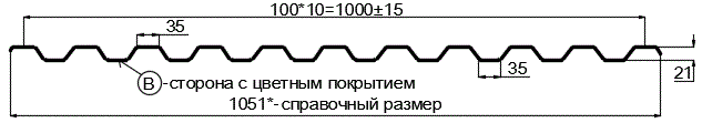 Фото: Профнастил С21 х 1000 - B (ECOSTEEL-01-Мореный дуб-0.5) в Электростали