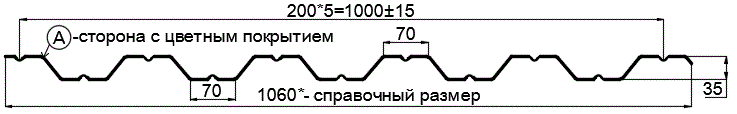 Фото: Профнастил НС35 х 1000 - A (ПЭ-01-3003-0.45) в Электростали