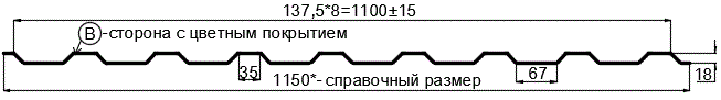 Фото: Профнастил МП20 х 1100 - B (PURETAN-20-8017-0.5) в Электростали