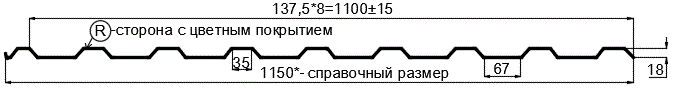 Фото: Профнастил МП20 х 1100 - R (PureTech_Mat-20-7024-0.5) в Электростали