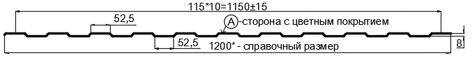 Фото: Профнастил С8 х 1150 - A (PureTech_Mat-20-7024-0,5) в Электростали